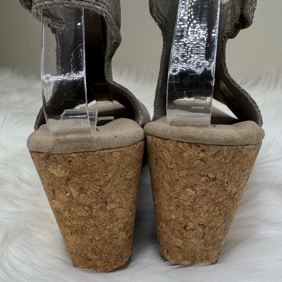 Clarks ANNADEL JOY Sandals croc embossed nubuck cork wrap cushioned 2.95” 8 M - Picture 5 of 11